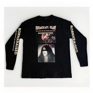 BORN X RAISED immaculate heart Black Graphic Long Sleeve Shirt